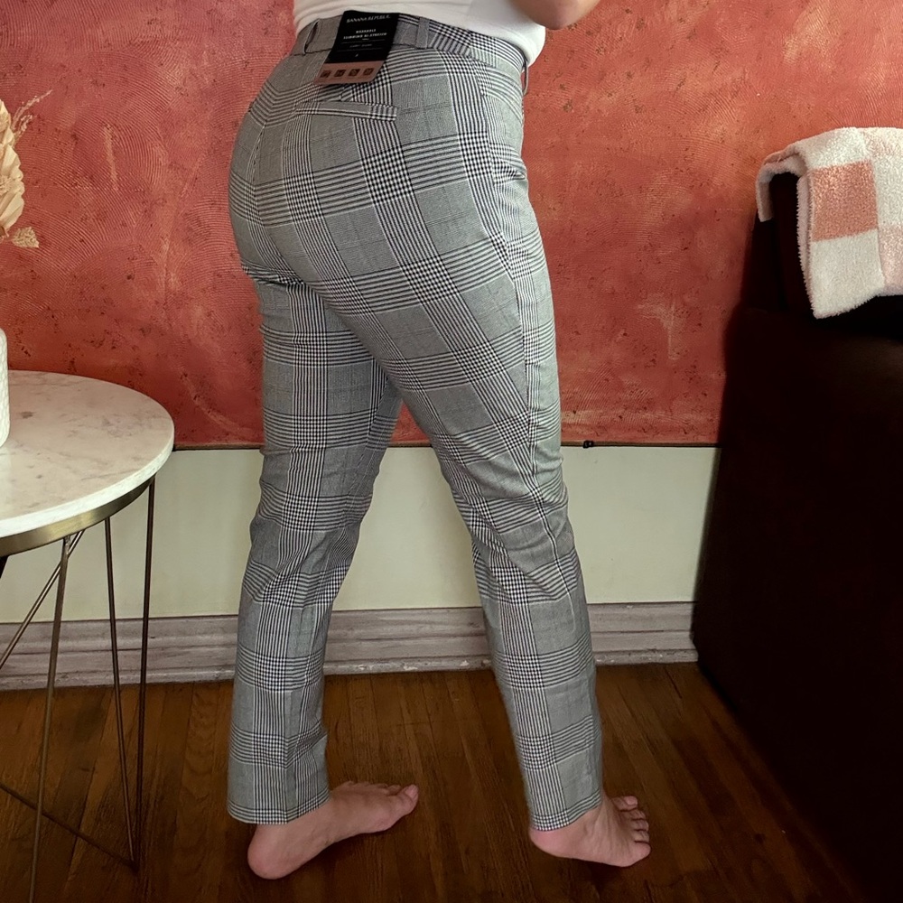 Banana Republic Black and White Plaid Pants